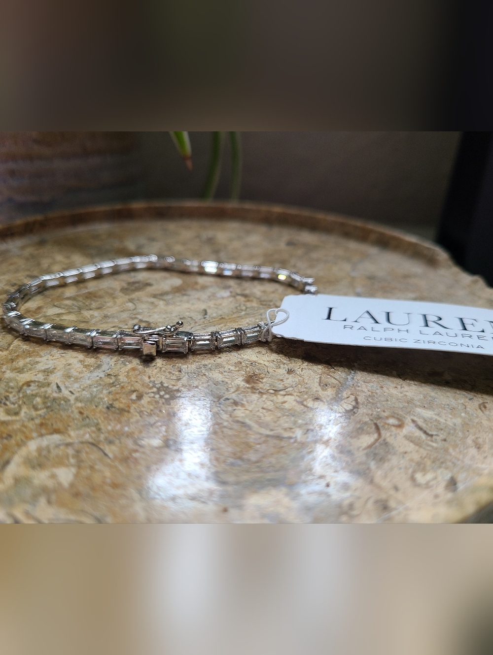 New Ralph Lauren Silver Tone Cubic Zirconia Tennis Bracelet